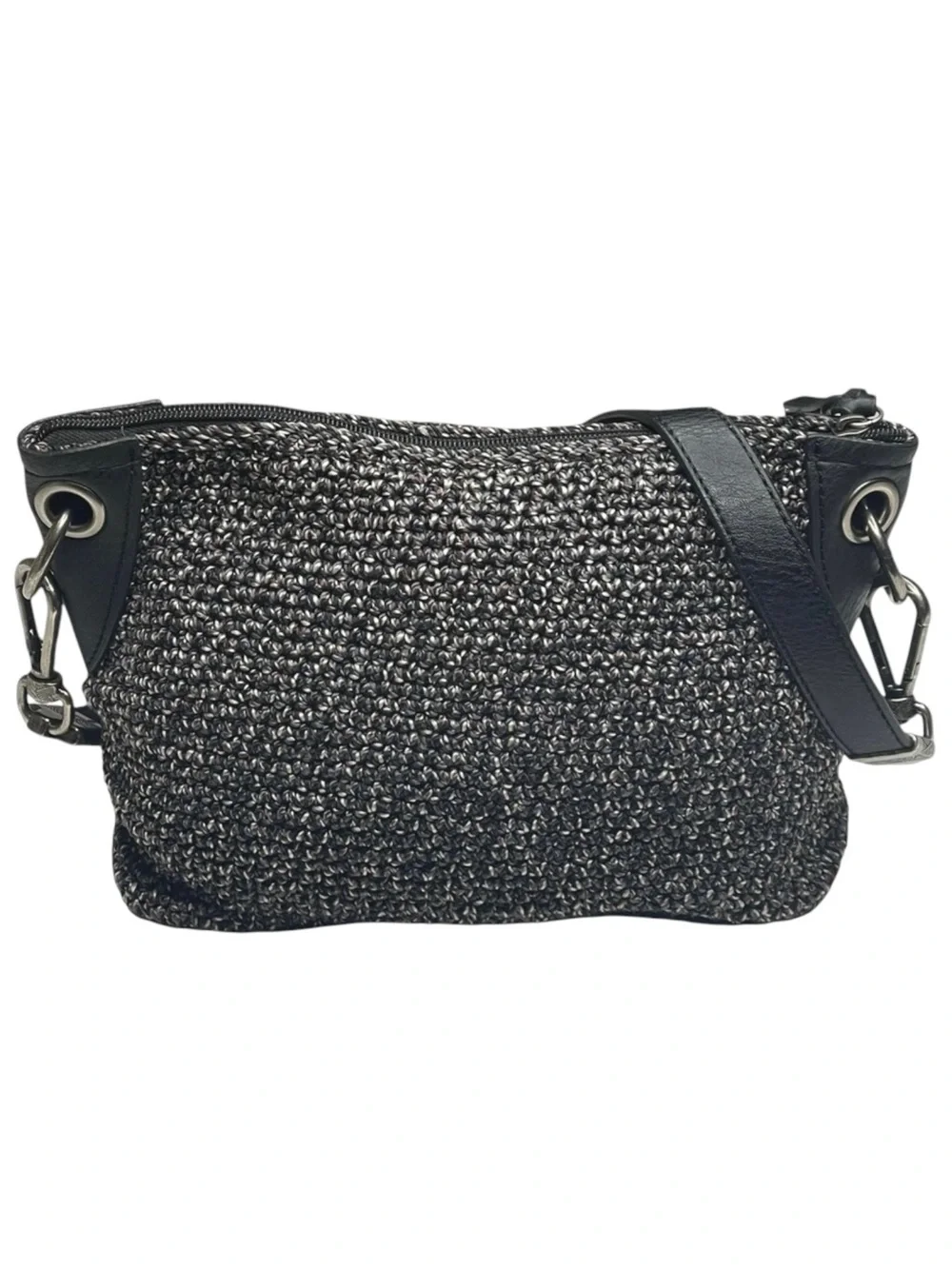 new The Sak ᯾ Indio Small Crochet Tote Handbag Bag ᯾ Urban Static Charcoal Knit